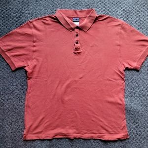 Patagonia men's polo shirt size L organic cotton short sleeves orange summer D